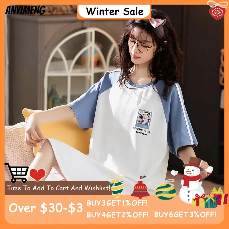 

Новая летняя белая ночная рубашка, модная мягкая хлопковая ночная рубашка с коротким рукавом, домашняя рубашка для досуга, простая стильная...