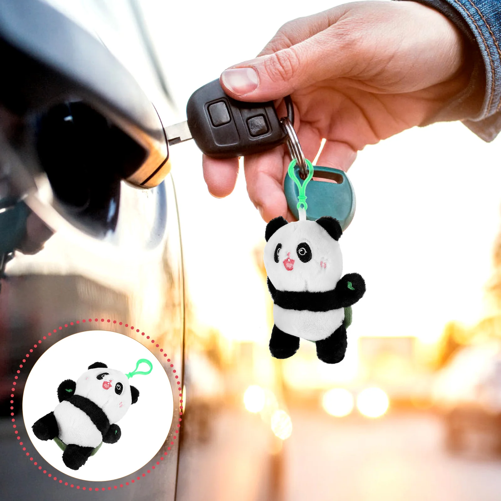 

Key Fob Backpack Pendant Keychain Ornament Stuffed Animal Keyring Plush Panda Decorative Bag