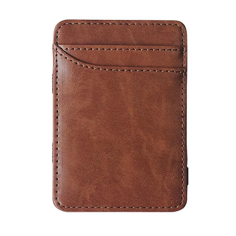 

New Slim Men Pu Leather Magic Wallet Korea Designer Credit Card Holder Women Small Cash Clip Bilfold Man Clamps Wallet Women