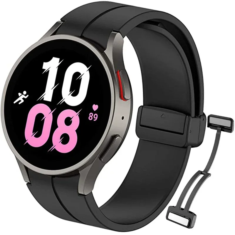 Ремешок силиконовый для Samsung Galaxy Watch 6/5/4 44 мм 40 мм/5 Pro 45 магнитный браслет без