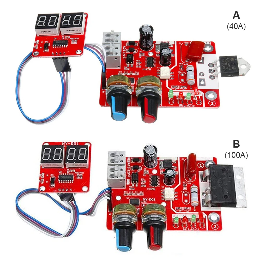 

Digital Spot Welder Machine Time Controller Module Single Pulse Adjustable Ammeter Welding Control Panel Circuit DIY