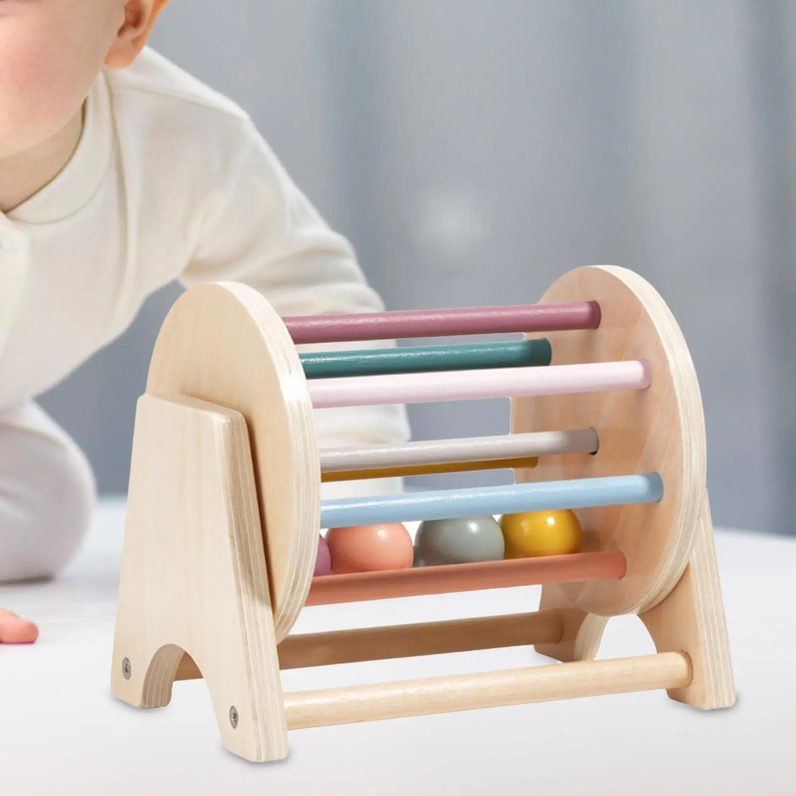 

Rolling Drum Toy Wooden Toys Motor Movements Montessori Ball Cylinder Rolling Drum for Kids Ages 6-12 Month Baby Boys Girls