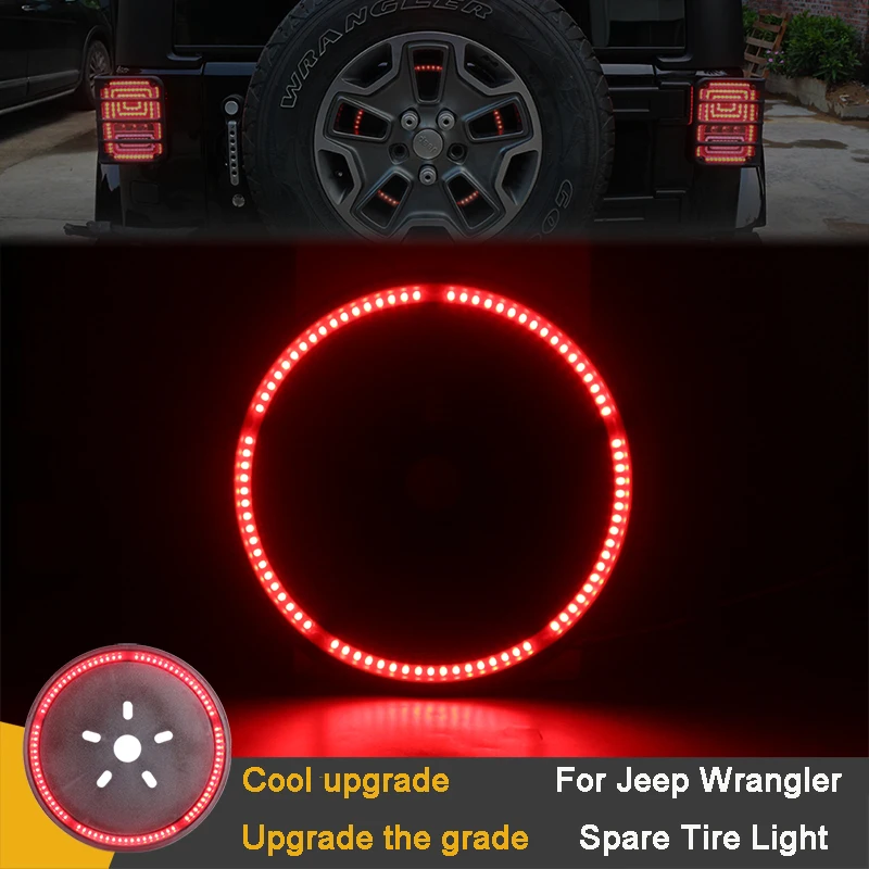 

For Jeep Wrangler JK Tailgate Light Reversing Warning Lights Car Wheels RGB LED Spare Tire Wheel Hub Decorative Flash Lamp 12v