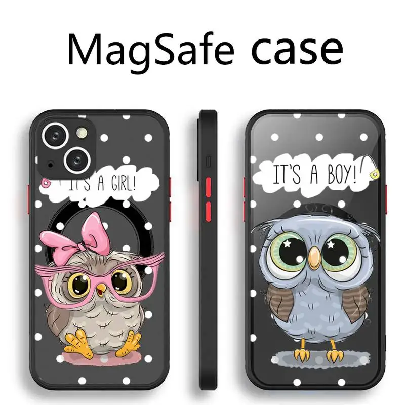 

cute Owl Lover Cartoon Phone Case Transparent Magsafe Magnetic Magnet For iPhone 13 12 11 Pro Max Mini Wireless Charging Cover