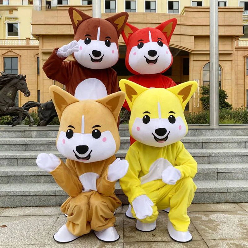 

Christmas Corgi Dog Mascot Cartoon Doll Cosplay Costumes Advertising Performance Clothing Birthday for Adult Man Woman