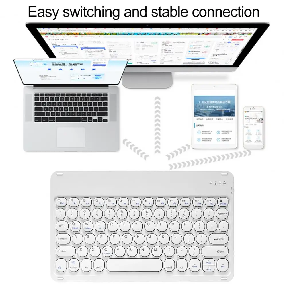 

1 Set Convenient Rechargeable Round Keys Stable Connection Tablet Keyboard PC Accessories Phone Keyboard Office Keyboard