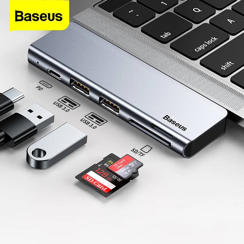 Baseus USB C HUB Type C to Multi Ports USB 3.0 TypeC HUB Splitter Dock For Macbook Pro Air PD 60W Fast Charge USBC HAB Adapter