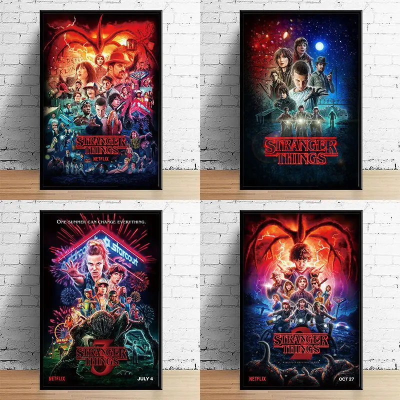 Плакаты «очень странные» сезон 4 3 2 1 Персонажи Ретро ТВ фильмы принты шелковая картина на стену для спальни домашний декор холст 50x70 см
