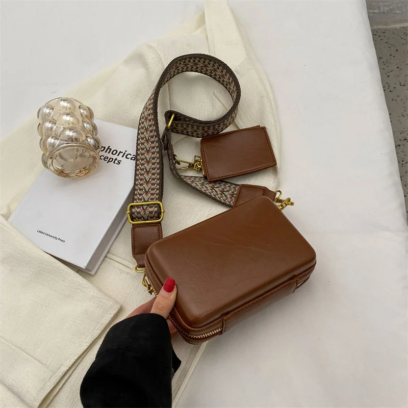 

Box Shape Crossbody Bags for Women 2023 Female Designers Trend Leather Shoulder Bag Female Purse and Handbags with Wide Belt