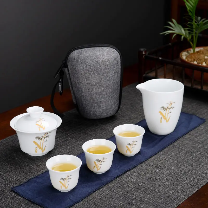 

Дорожный чайный набор, керамическая чайная чашка кунг-фу, чайник с мешочком, чашки и кружки, китайский горшок, посуда для прорезывания, посуда для кофе, чайные инструменты
