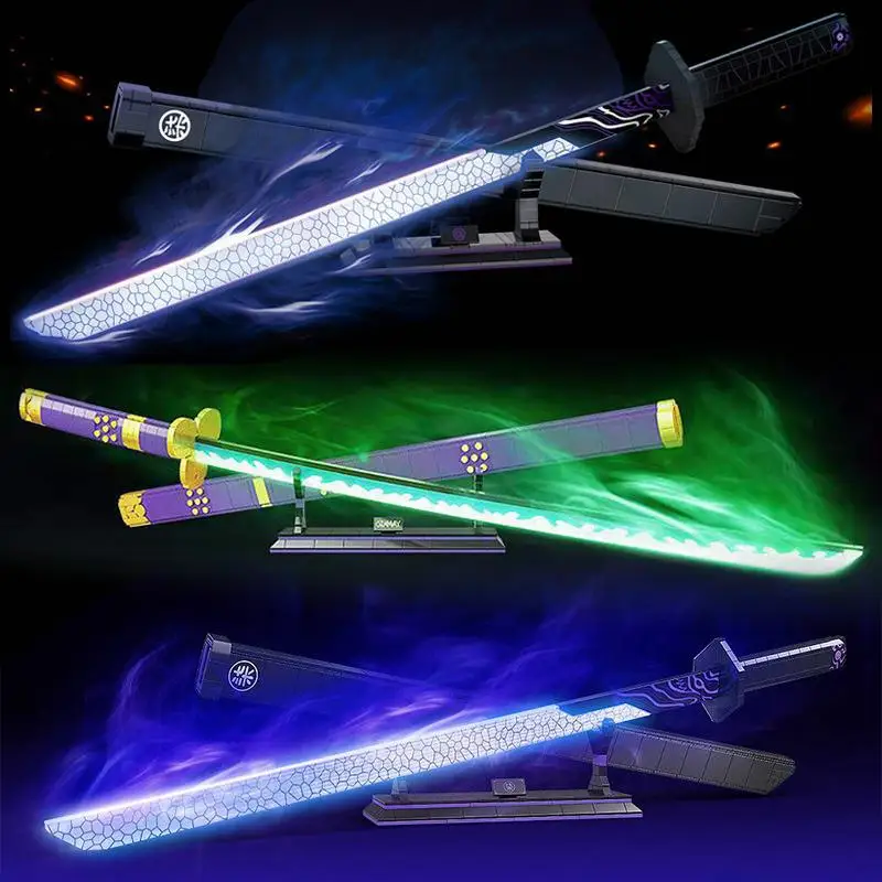 

Anime Demon Slayer Sword Building Blocks Action Figure Weapon Model Kit Luminous MOC Technical Knife Bricks Gifts for Kids Boy