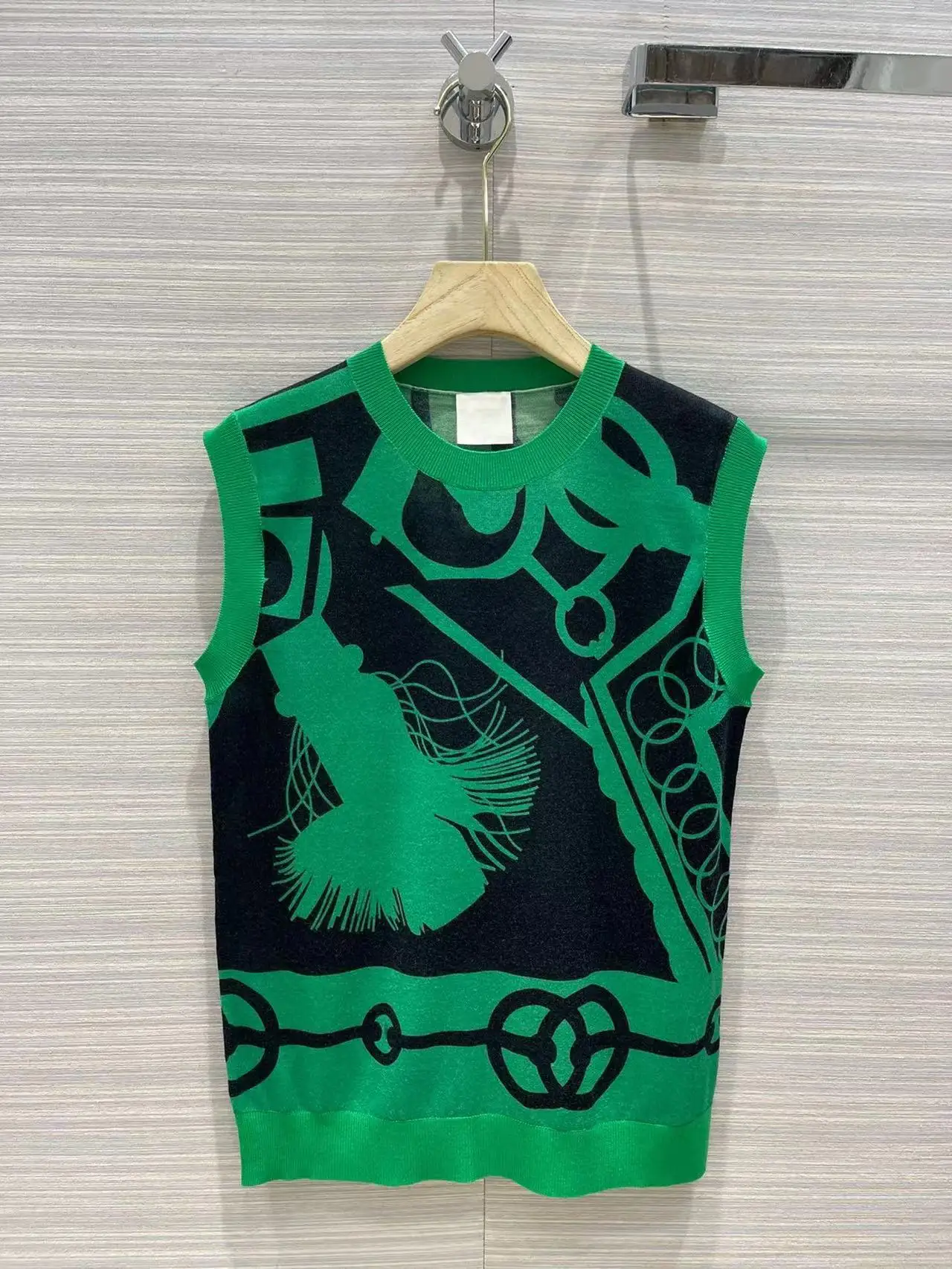 

Sicily Knit Vest T-Shirts 2022 Summer Spring New Fashion Design Women Runway High Quality Vintage Print Casual Wool Top