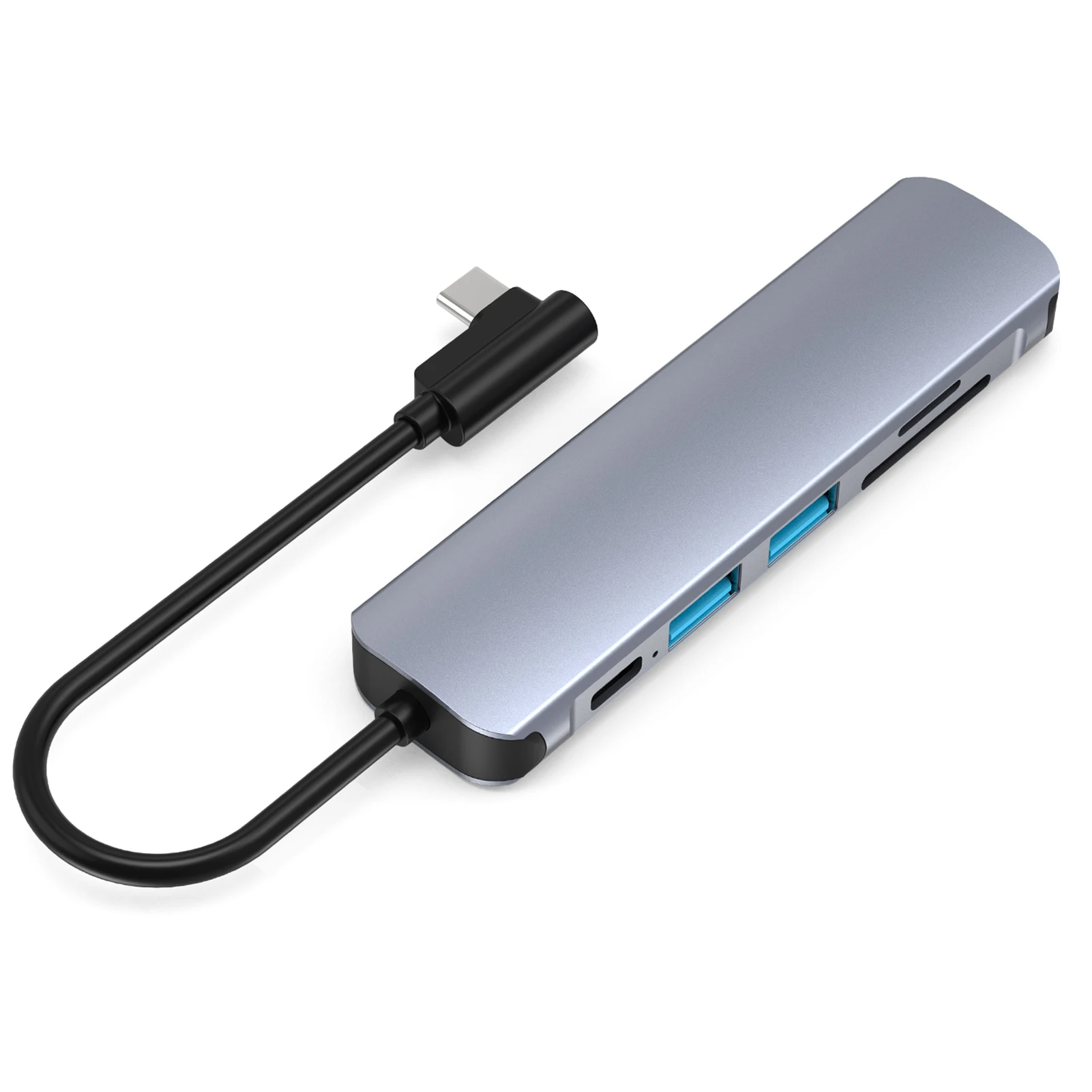 

USB C концентратор, многопортовый адаптер 6-в-1, USB C концентратор с портом 4K3 0 Гц, USB 3,0, мульти-порт, адаптер для чтения данных