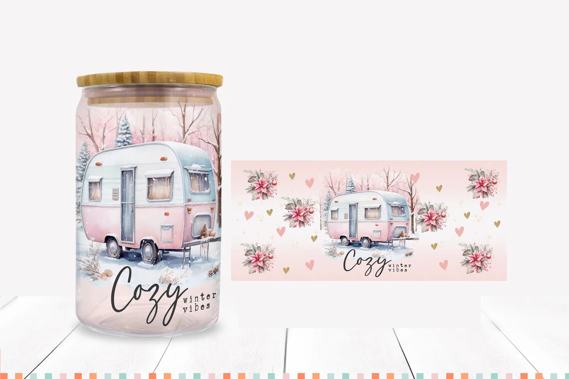 

Winter Vibes UV DTF Cup Wrap for 16Oz Libbey Glass Can DIY Transfer Sticker