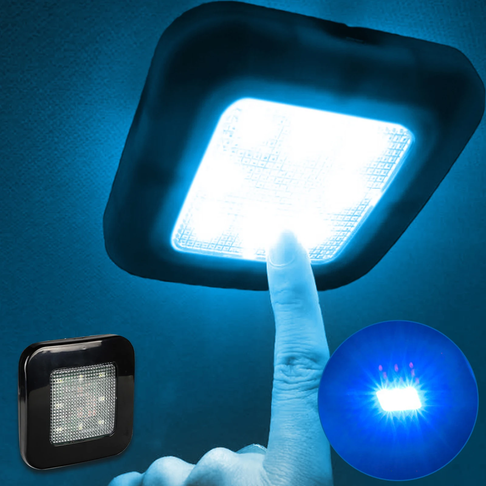 

Universal Touch Control Magnet Car Roof Ceiling Atmosphere Lamp White And Blue Double Color Lighting Car Ceiling Reading Light