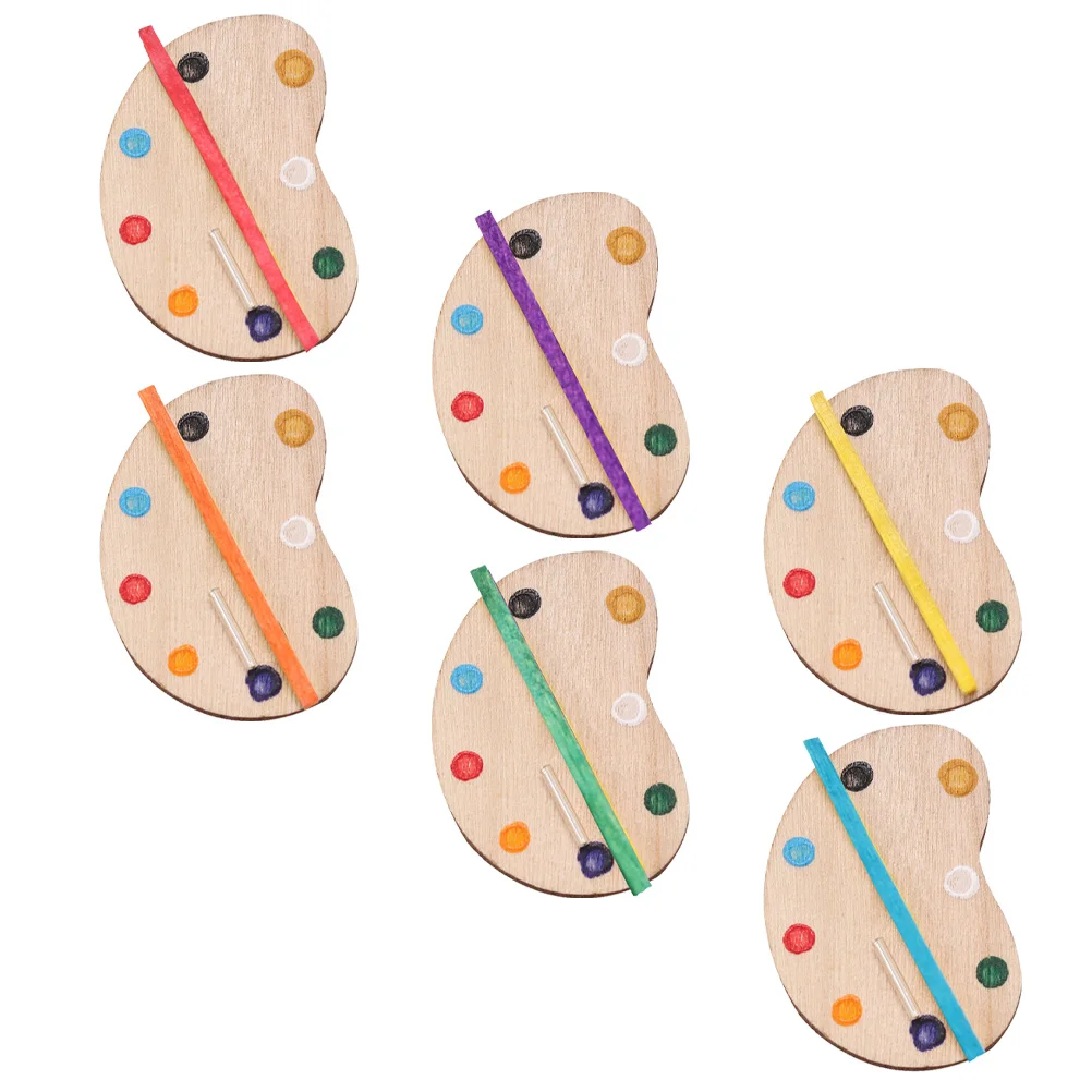 

6 шт., миниатюрная деревянная палитра