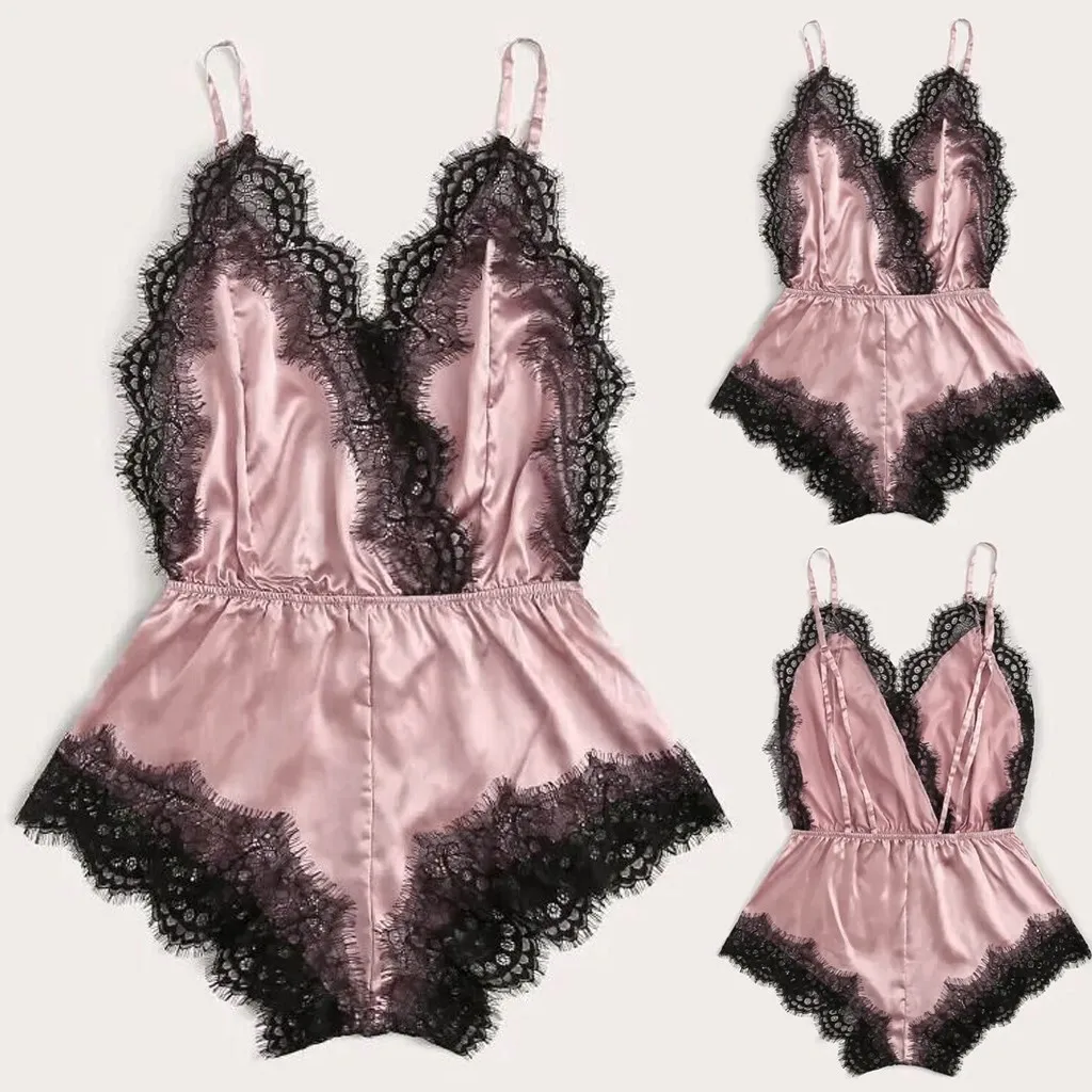

Женская пикантная однотонная кружевная Пижама с краями, Женская пикантная ночная рубашка, нижнее белье, кружевная одежда для сна, женское нижнее белье, Пижама