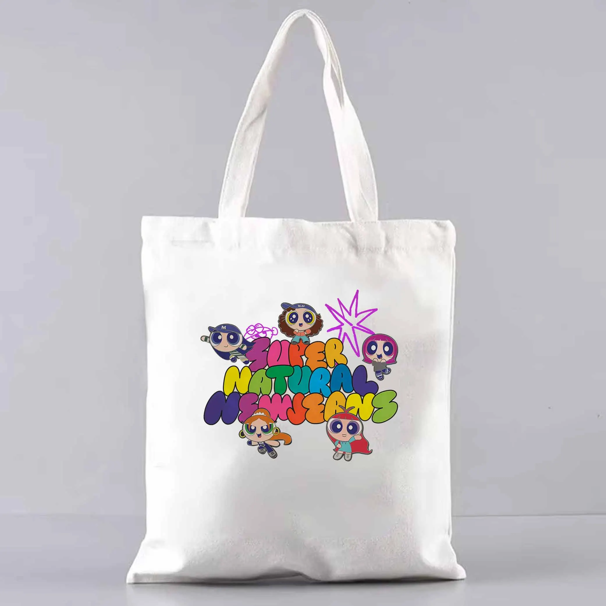 Сумка-тоут Newjeans Женская холщовая с эстетическим принтом саквояж на плечо в стиле