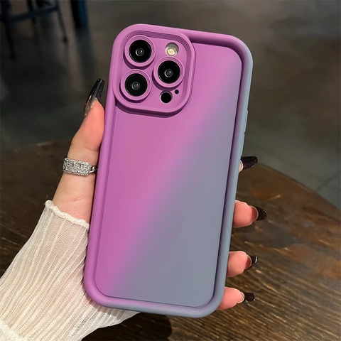 Защита камеры, противоударный чехол-бампер для телефона для iPhone 17 16 15 Pro Max 14 13 Pro 16 Plus, модный градиентный цветной мягкий чехол