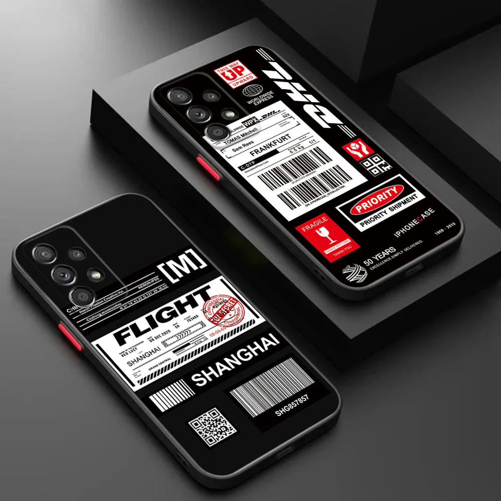 Фото Чехол для телефона Samsung A16 S25 Ultra S24 S10 S20 S21 S22 S23 fe Note20 Simple Dhl Express Label Matte Frosted Translucent Cover №1