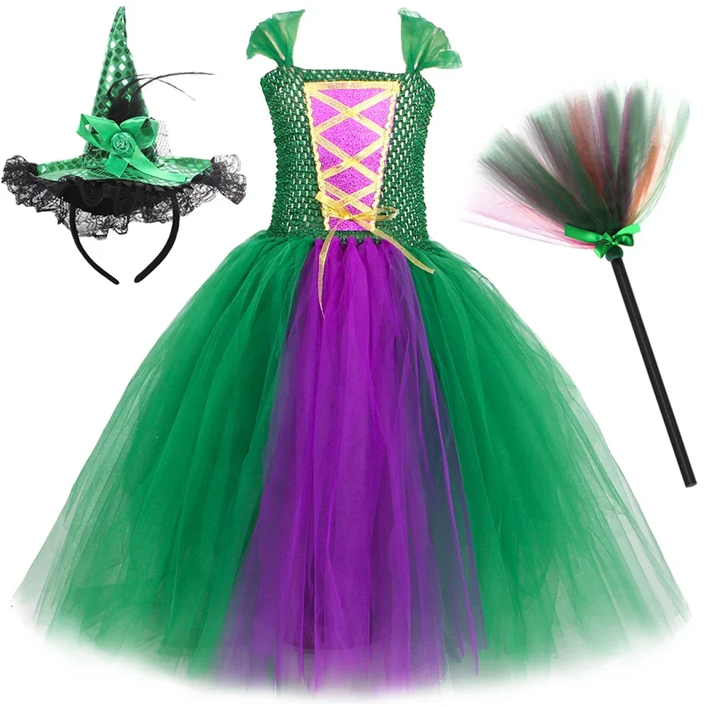 Костюм Фокуса-Покуса детское платье-пачка на Хэллоуин карнавал зеленый костюм