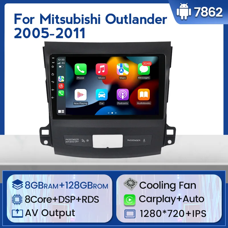 Android 11 Car Radio Multimidia Stereo For Mitsubishi Outlander xl 2 2005-2011 Citroen C-Crosser Carplay Auto 2din autoradio |