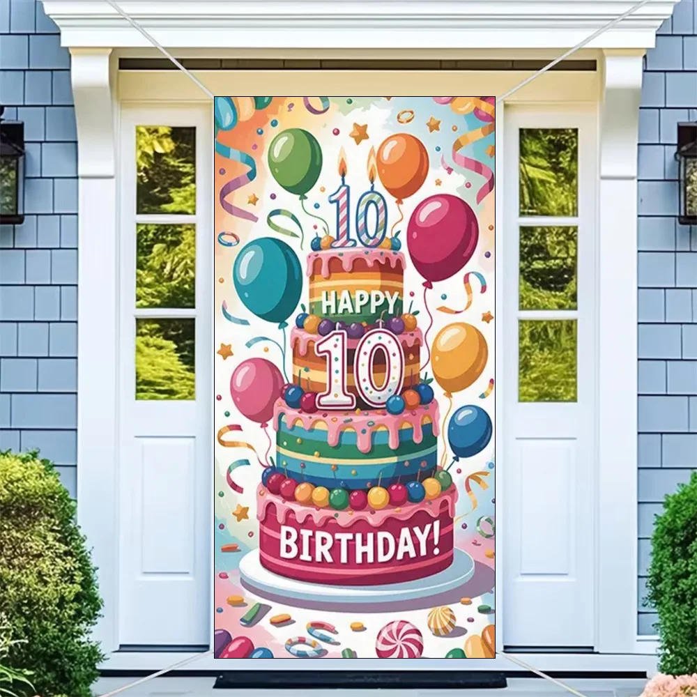 

Фон для украшения 10-го дня рождения, дверная крышка, черный, розовый, золотой, блестящий воздушный шар, детский подарок, реквизит для фотосъемки