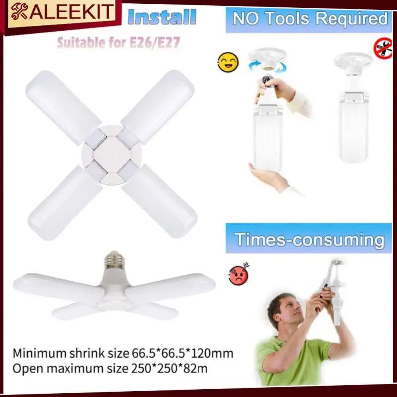 

Регулируемая светодиодная лампочка, мини светодиодная лампа, потолочные светильники E27, лампа с вентилятором, бытовая техника, светодиодная лампочка, гаражное освещение, домашнее складное освещение