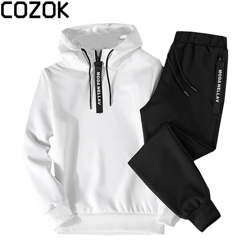 

Tracksuits Men Casual Set Hooded 2022 Hot Spring Autumn New Men's Sportswear Hoodies+Pants 2PCS Sets Solid Hip Hop Men Clothes