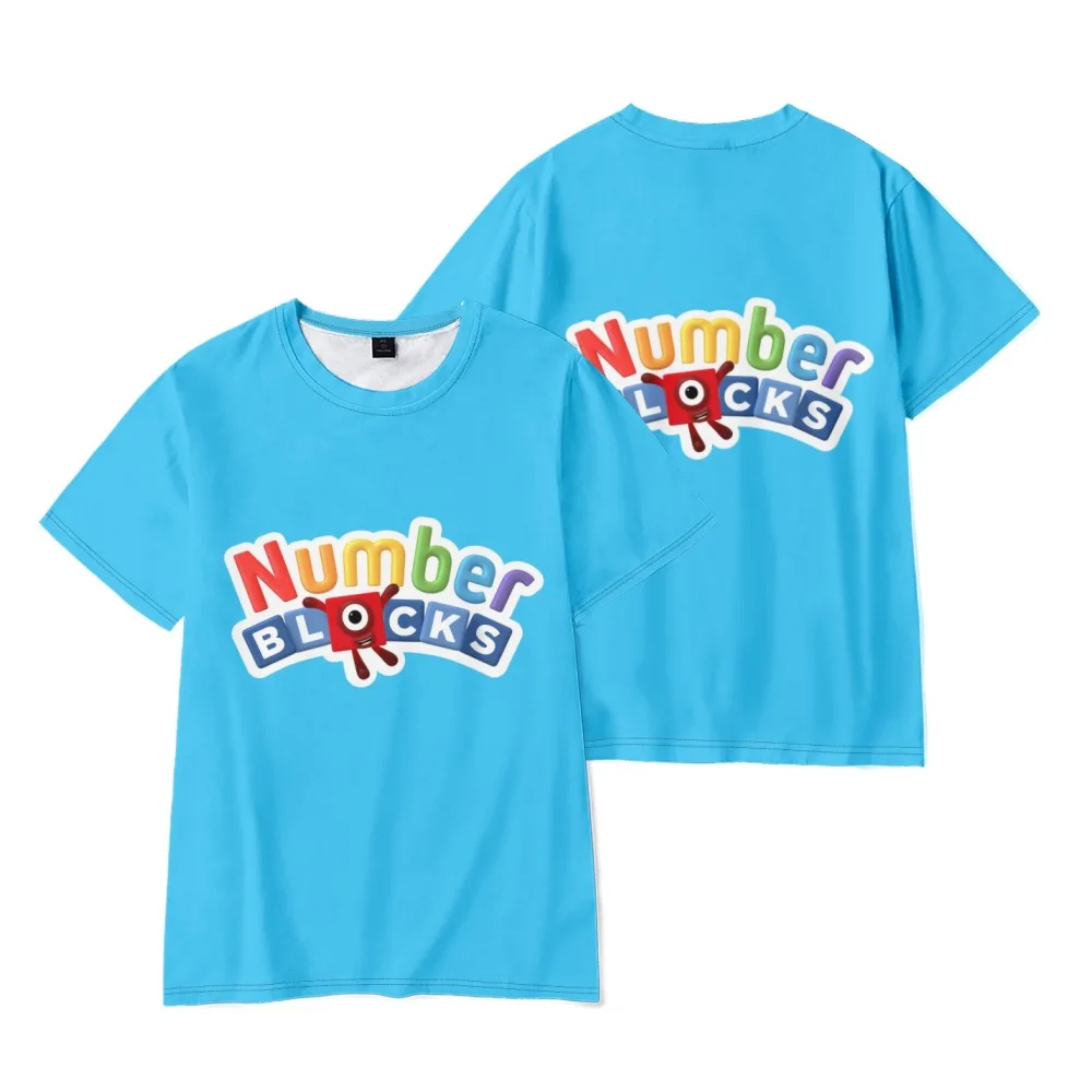 

3D New Short-sleeved Men's and Women's Peripheral Building Blocks Numberblocks Digital Printing T-shirt for Adults and Children