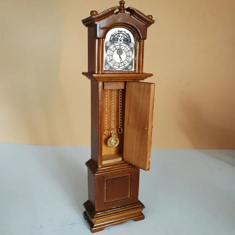 

1:12 Dollhouse Simulation Mini Wooden Furniture Living Room Scene Model Play Toy Floor Clock Ornaments