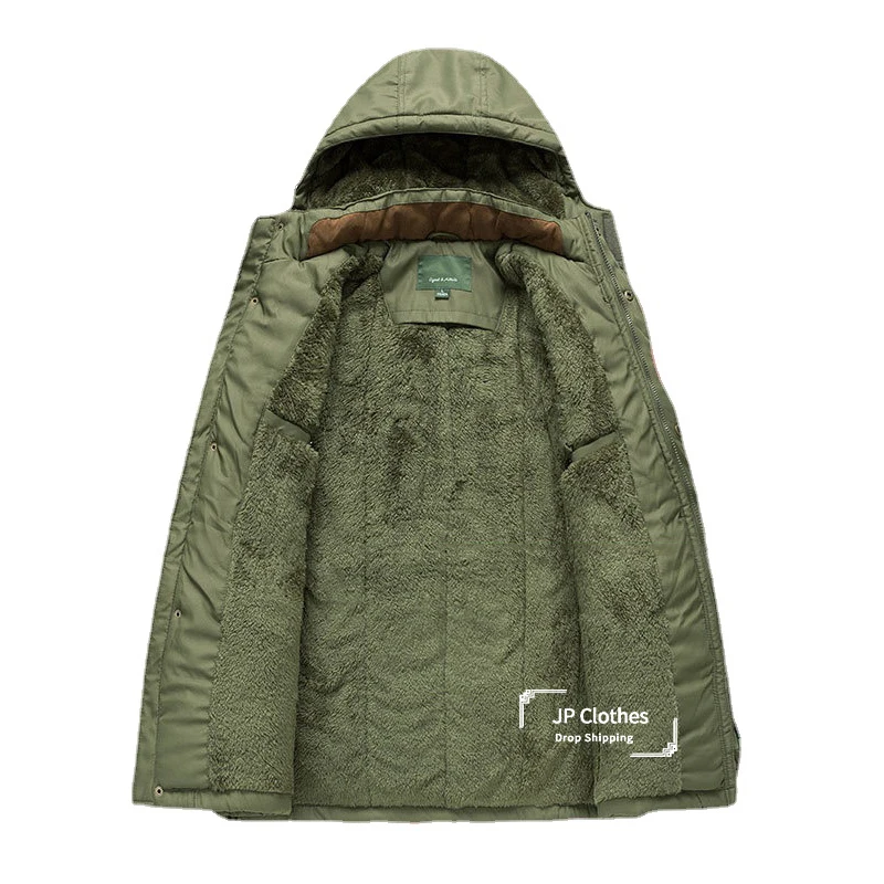 

New Men's Velvet Thickened Warm Outdoor Cotton Clothing Winter Large Size Casual Loose Men's Fleece Jakcet Plus Size 5XL 6XL
