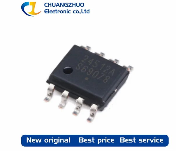10 шт./партия, новые оригинальные фонарики 24512A I2C 512Kbit SOP-8 EEPROM