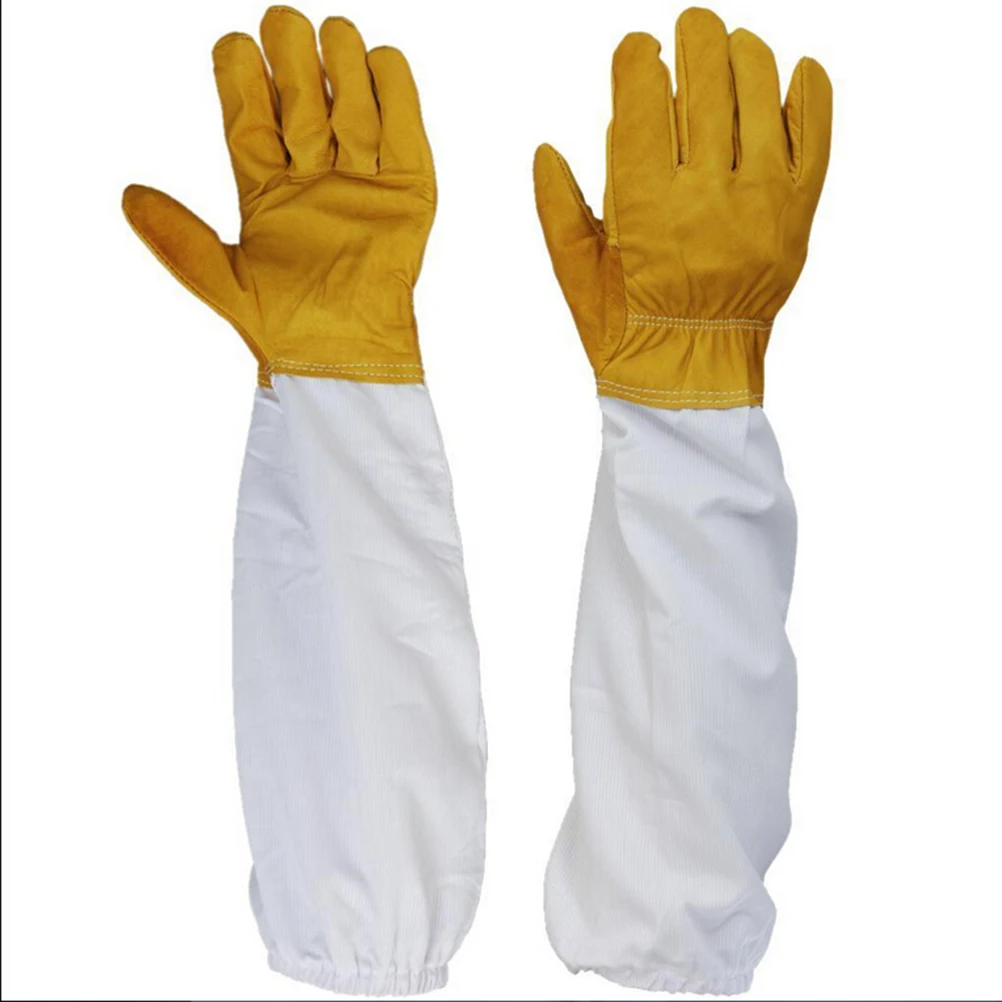

2Pcs/Pair Protective Beekeeping Gloves Goatskin Bee Keeping With Vented Long Sleeves Approx. 50cm