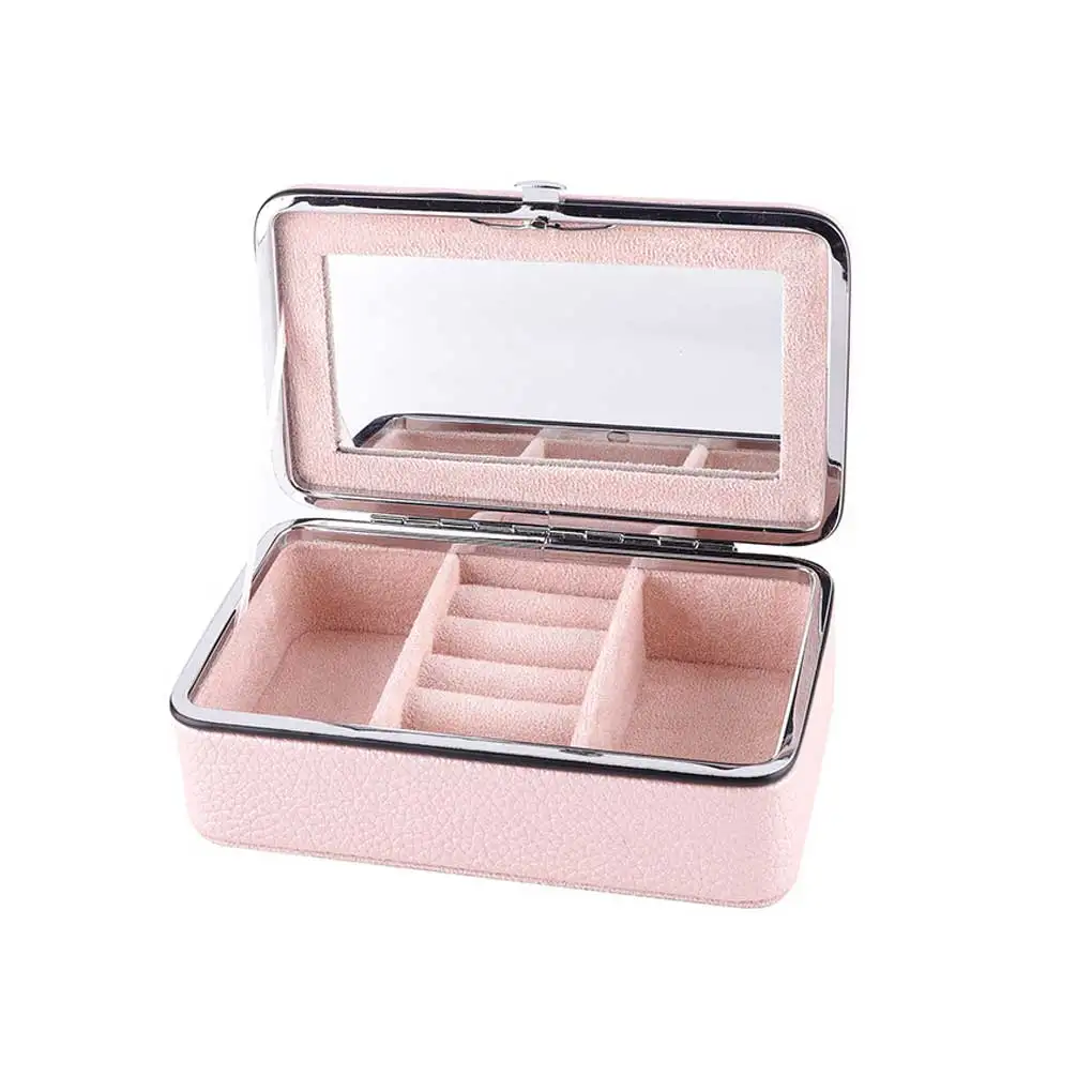 

Rectangular Box Mirror Storage Jewelry Simple Ring Earrings Storing