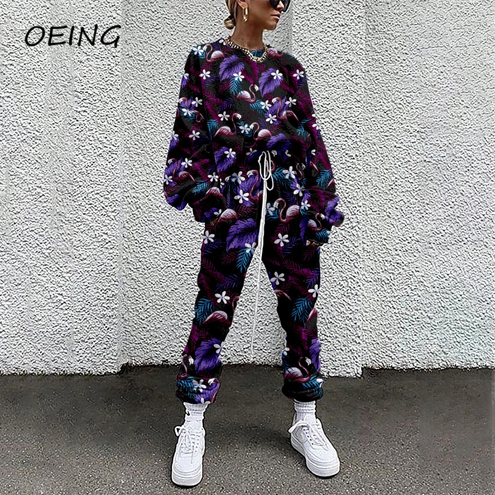 

2022 Pollover Tracksuits Women Jogging Clothes Fashion Print Two Piece Sets