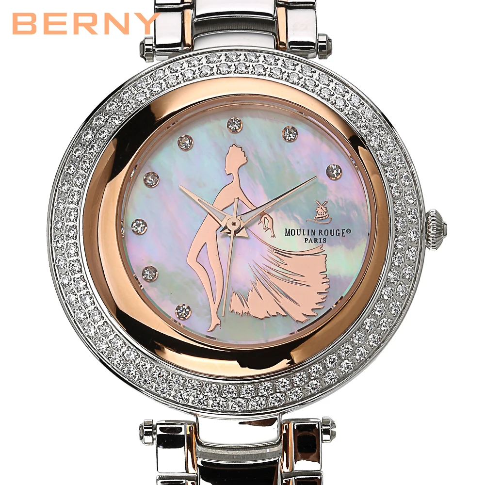 BERNY Luxury Brand Quartz Watch for Woman Waterpoof Wristwatch Fashion Sapphire Rhimestone Clock Stainless Steel Lady Watch 2022 enlarge