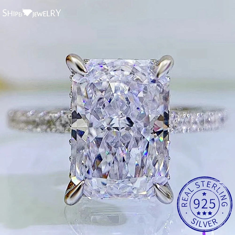 

Shipei Elegant 925 Sterling Silver 3CT Crushed Ice Cut Created Moissanite Gemstone Engagement Women Rings Fine Jewelry Gifts