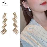 xiaoboacc 925 silver needle full diamond earrings for women fashion geometric zircon wedding party earring jewelry