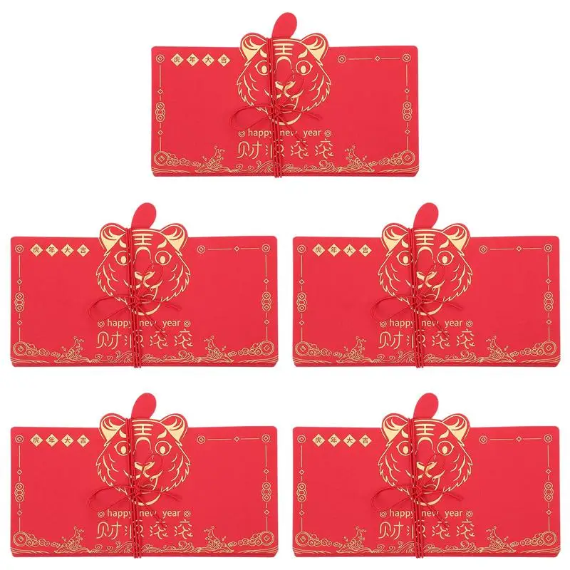 

5pcs Foldable Red Packets 2022 Chinese Gilding Red Pockets Paper Red Envelopes Spring Festival Red Envelopes