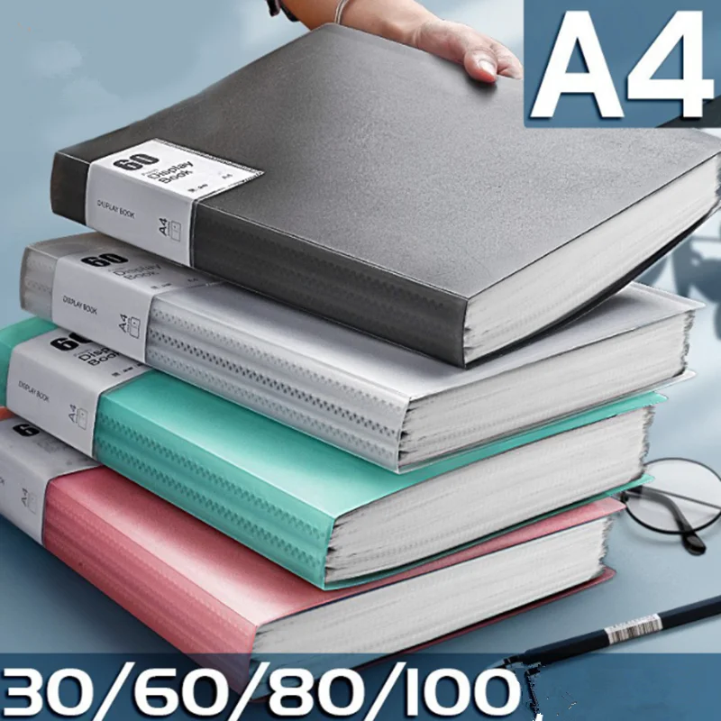 1PC A4 Plastic Budget Binder File Folders Documents Booklet Leaflet 30/60/100 Pages Office Student Supplies Desk Organizer