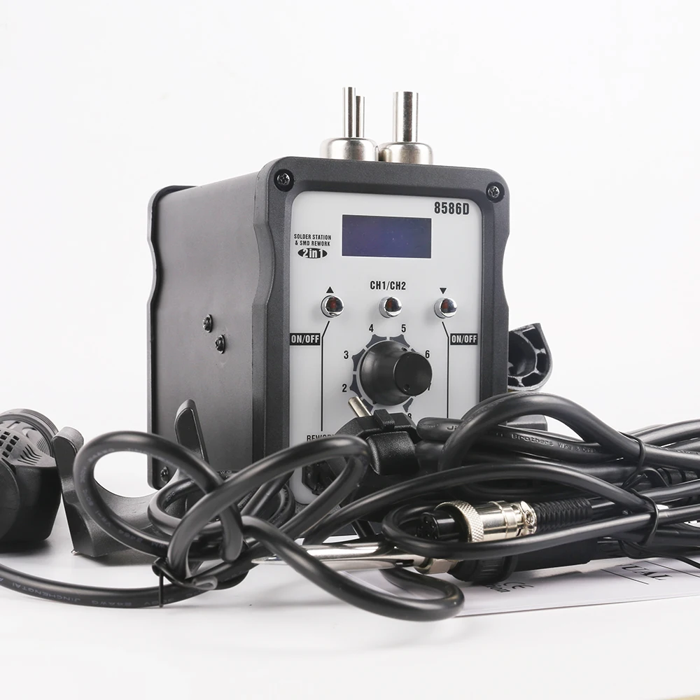 8586D 2 в 1 ESD паяльная станция SMD наладочная набор с термофеном сварочные ремонтные