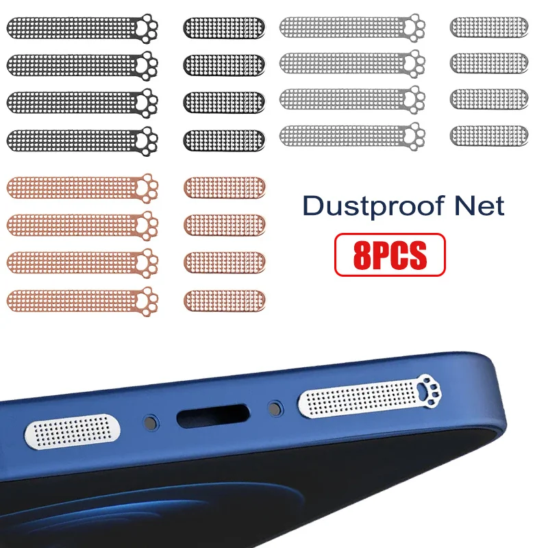 

8PCS Metal Dustproof Net Stickers Cat Paw Phone Earpiece Hole Speaker Anti Dust Protective Mesh For Apple iPhone 12 13 Pro Max