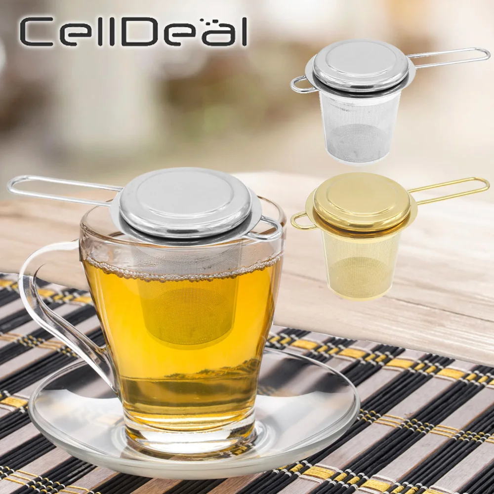 

Reusable Mesh Tea Infuser Stainless Steel Strainer Loose Leaf Teapot Spice Filter With Lid Cups Kitchen Teaware Accessories