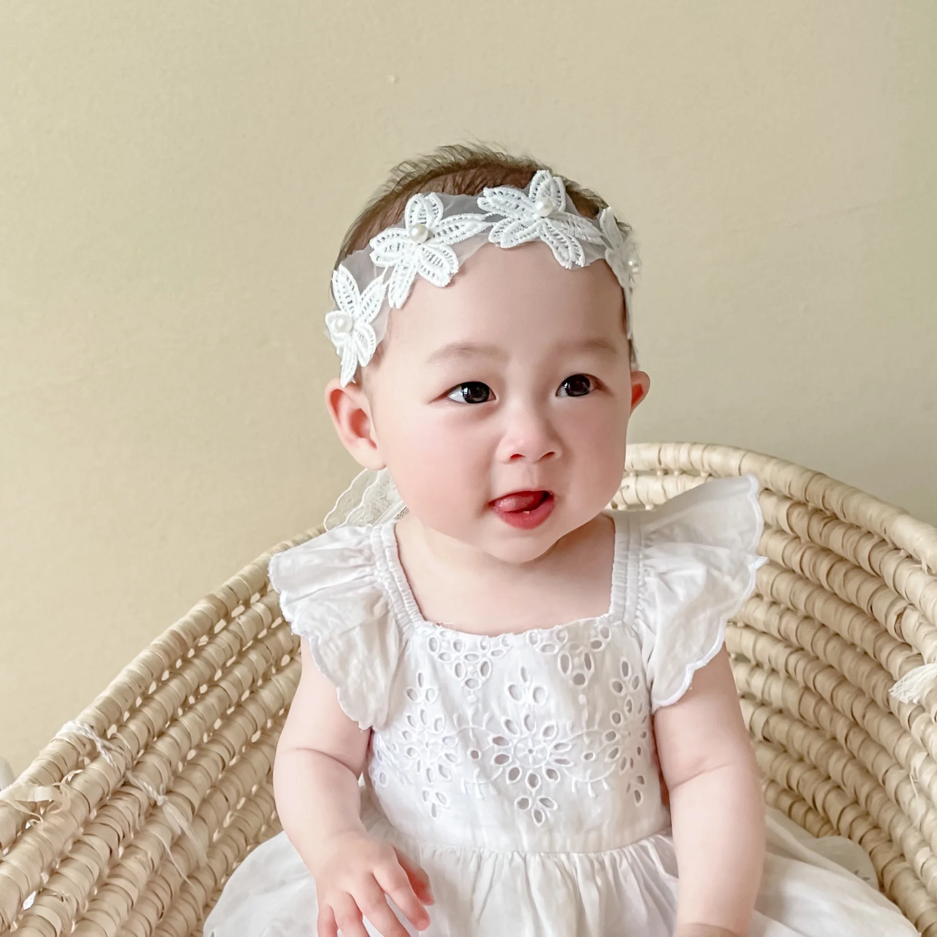 Newborn Hairband White Lace Princess Headband Baby Girls Korean  Accessories Infant  Band Wedding Birthday Photograph