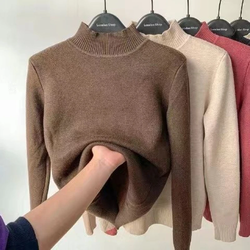 Women Turtleneck Sweater Autumn Winter Elegant Thick Warm Long Sleeve Knitted Pullover Female Basic Sweaters Casual Jumpers Tops 6