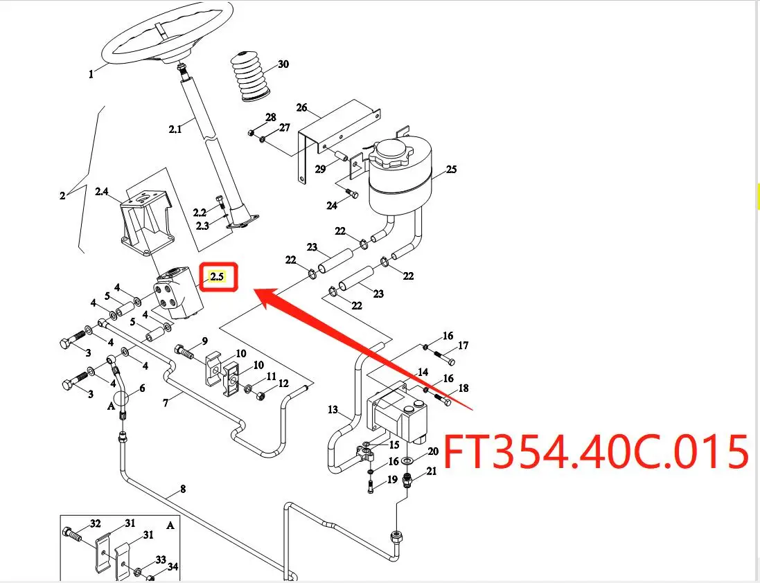 Гидравлический рулевой редуктор FT354.40C.015 для сельскохозяйственной техники и