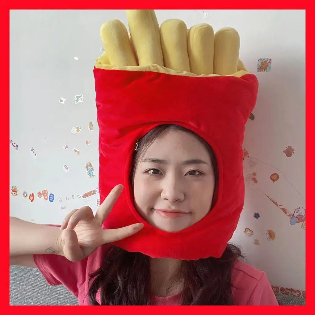 CreativeCute мультяшная короткая плюшевая шляпа фри новинка костюм платье шапка