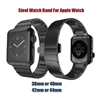 Ремешок из нержавеющей стали для Apple Watch 40 мм 44 м Series 6 se 5 4, браслет для наручных часов, 38 мм 42 мм 3 2 1 звеньевой браслет, петля