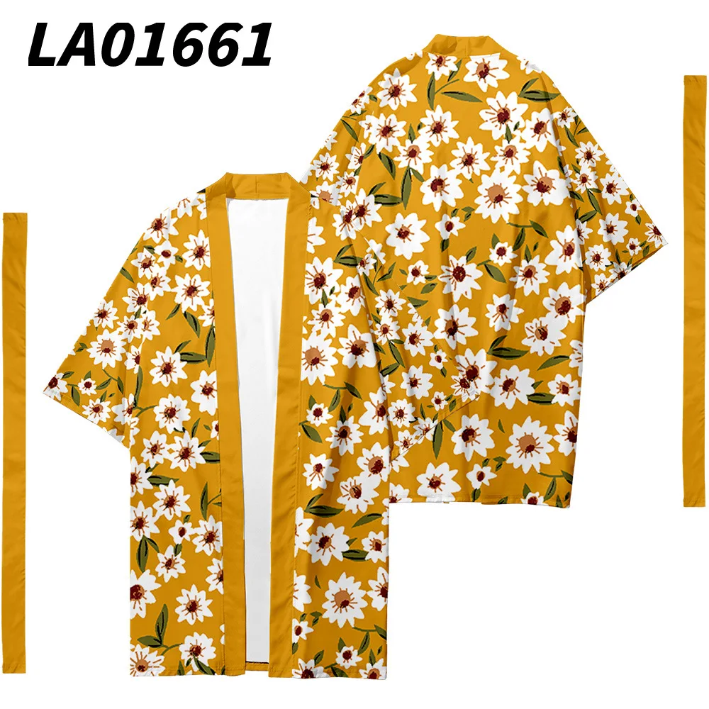 

Print Casual Loose Men Kimono Robe Oversize Cardigan 3/4 Sleeve Extra Long Bathrobe Plus Size 3XL 4XL 5XL 6XL Underwear Homewear